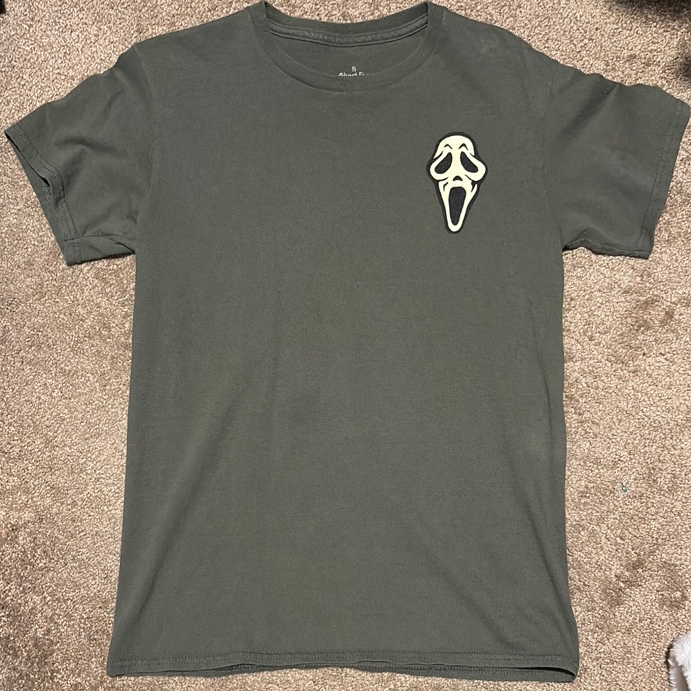 Green T-Shirt with Scream Mask Patch